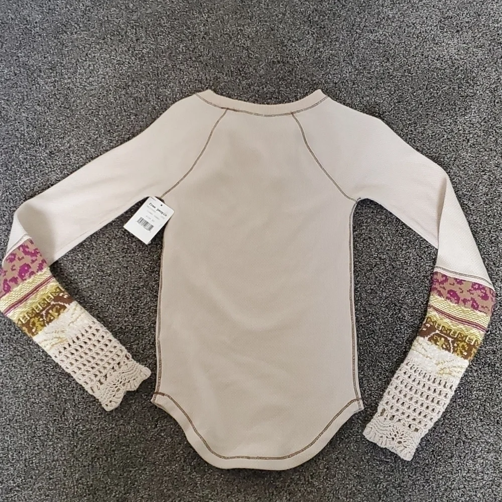 NWT Free People Mix Thermal Cuff Long Sleeve Y2K Top women boho